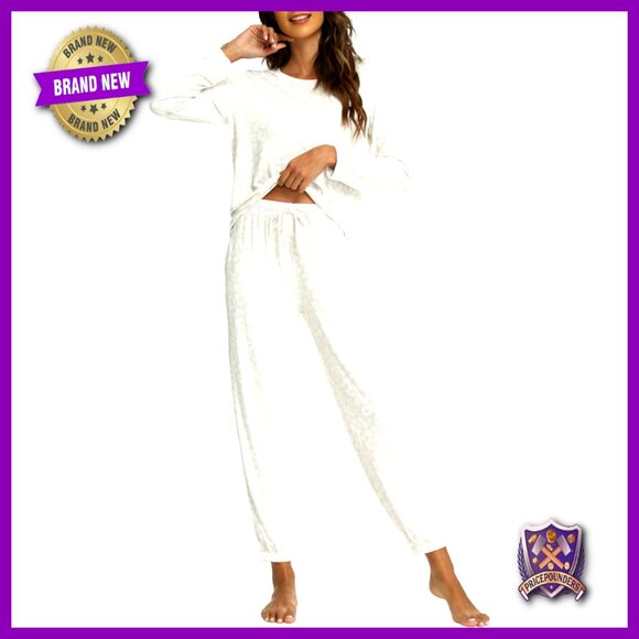 Large Viscose Bamboo Pajama Set Long Sleeve Jogger Pants Lounge Wear